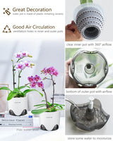Vaso da fiori per orchidee con fori di drenaggio per trapianto, eccellente circolazione dell'aria, 2 pezzi, plastica a doppio strato, fioriera per orchidee in ceramica, vaso da fiori per orchidee trasparente, decorativo