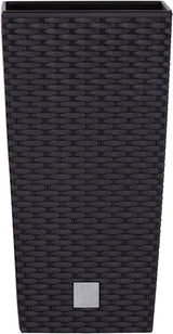 Vasi/vasi effetto rattan Prosperplast con inserto | 32,5 x 32,5 x 61 cm | antracite | resistente alle intemperie e ai raggi UV | realizzato in plastica robusta | per interni ed esterni