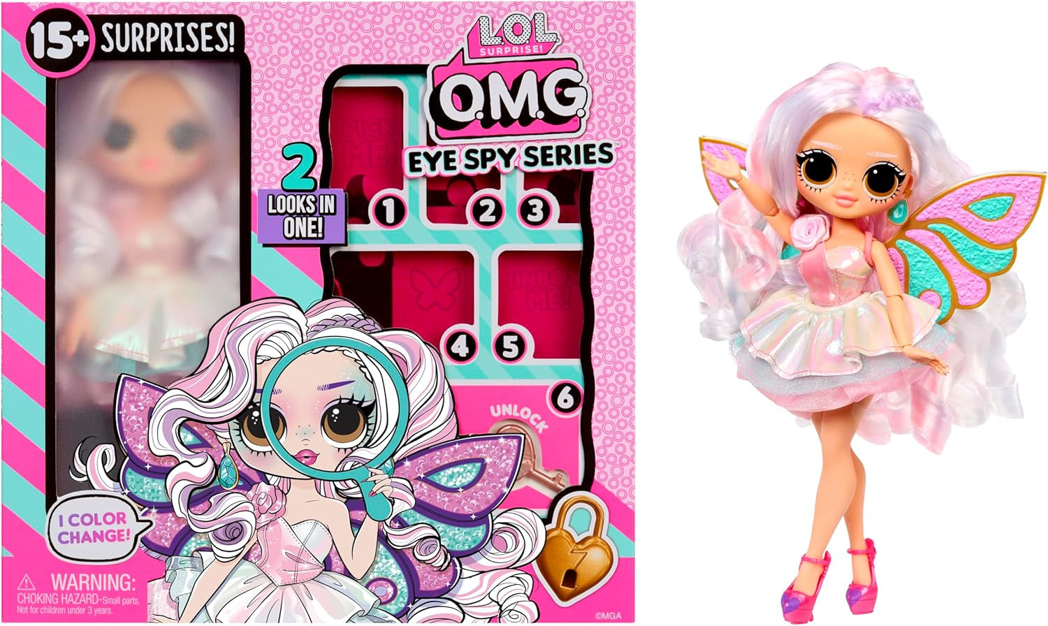 LOL Sorpresa! Serie OMG Eye Spy - Fata - Include 1 bambola con vestito e accessori, risoluzione di enigmi e scoperta a sorpresa, 4 bambole da collezione