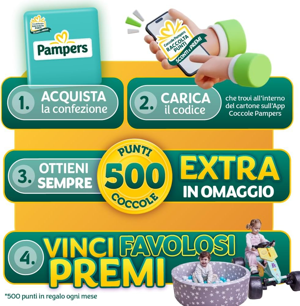 Pampers Baby Dry XL Taglia 6 (15-30kg), 111 Pannolini + 500 Punti Coccola Extra Gratis