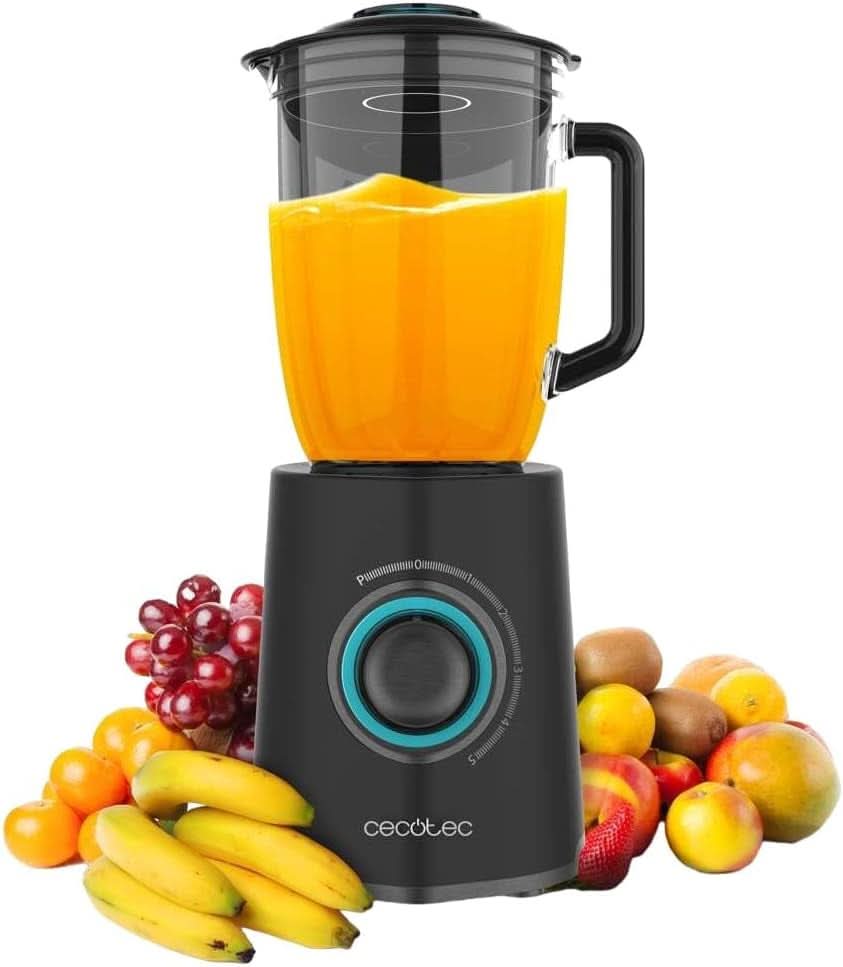 Cecotec Robot da cucina Power Black Titanium 2200MAX Smooth, 2200 W Maximale Leistung, 6 Klingen Aus Edelstahl, Funzione Ice Crush, Funzione Turbo e Smoothie, Funzione Autoclean Kitchen Naty Shop Schwarz 2300 W | 1,5 l