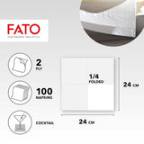 , Tovaglioli Carta Usa E Getta, Ideali per Aperitivi e Cocktail, Confezione da 100 Tovaglioli, Misura 24X24, 4 Pieghe, 2 Veli, Bianco, Carta 100% Pura Cellulosa, Certificata Fsc (Confezione da 6)