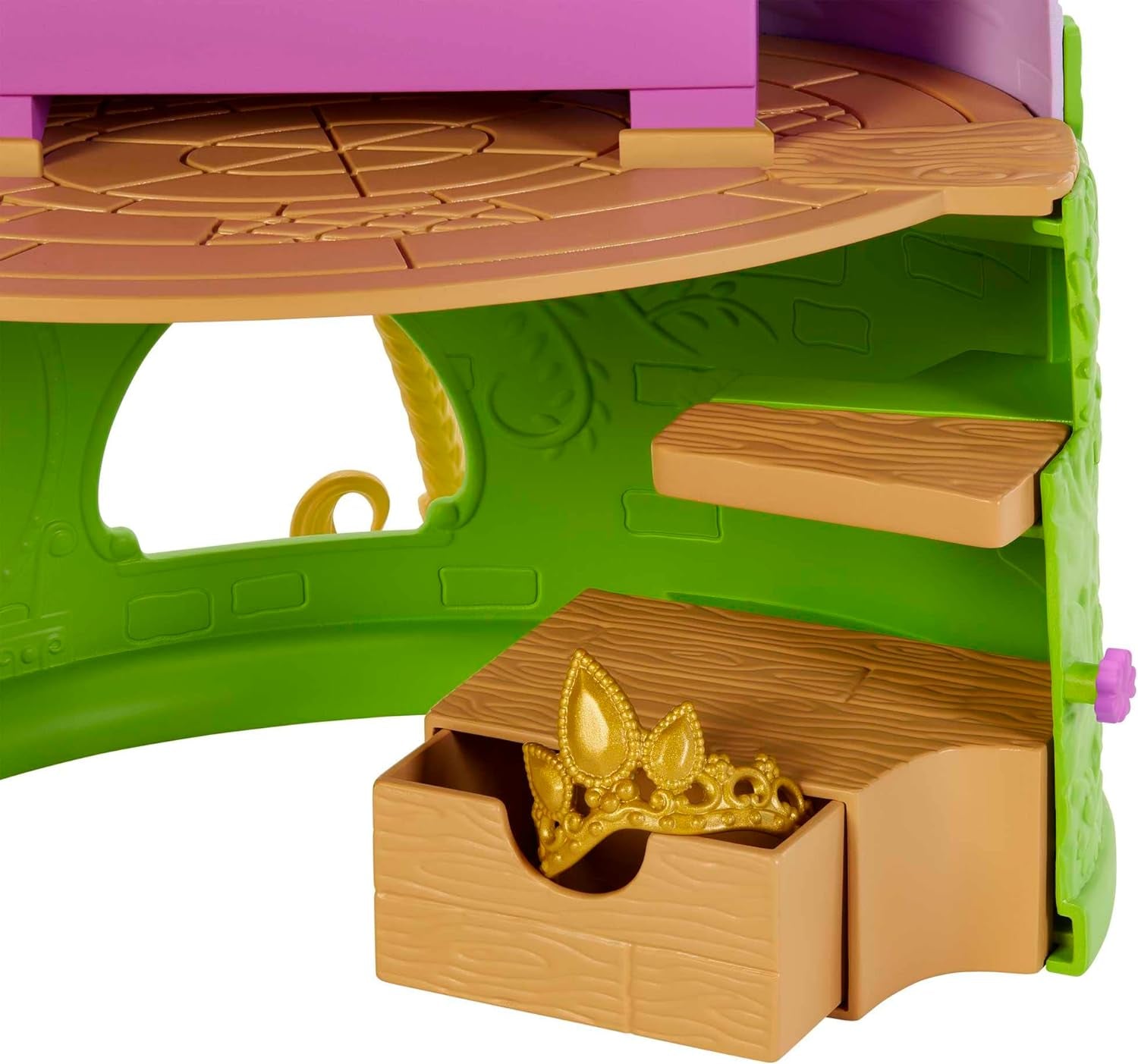 Disney Princess HMV99 - Rapunzel bambola mobile e torre giochi con divertimento a tutto tondo, 6 aree gioco e 15 accessori, ispirata al film Disney, giocattoli per bambole di 3 anni Naty Shop Dolls