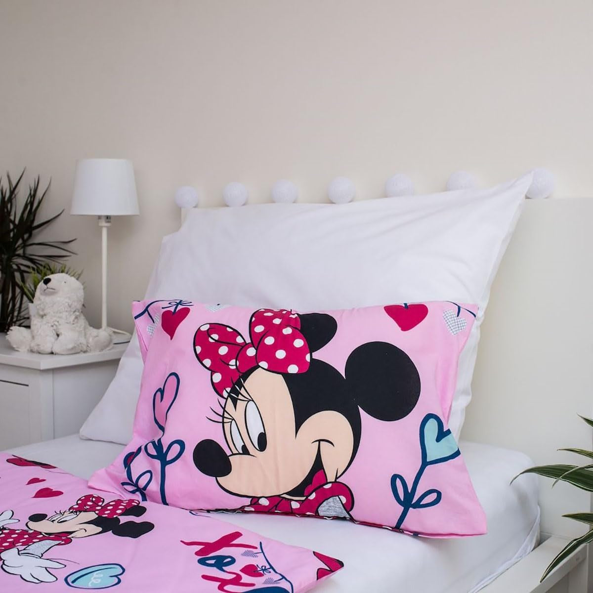 Biancheria da letto Disney, Minnie Mouse rosa baby, 100% cotone con cerniera - Kids Naty Shop