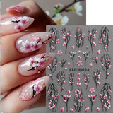 JMEOWIO 3D Nagelsticker Blume Nail Art Sticker Self-klebend Nagelaufkleber 5D Stereoscopico Frühling Sommer Floral Dekoration Nageldesign Zubehör 4 Blatt