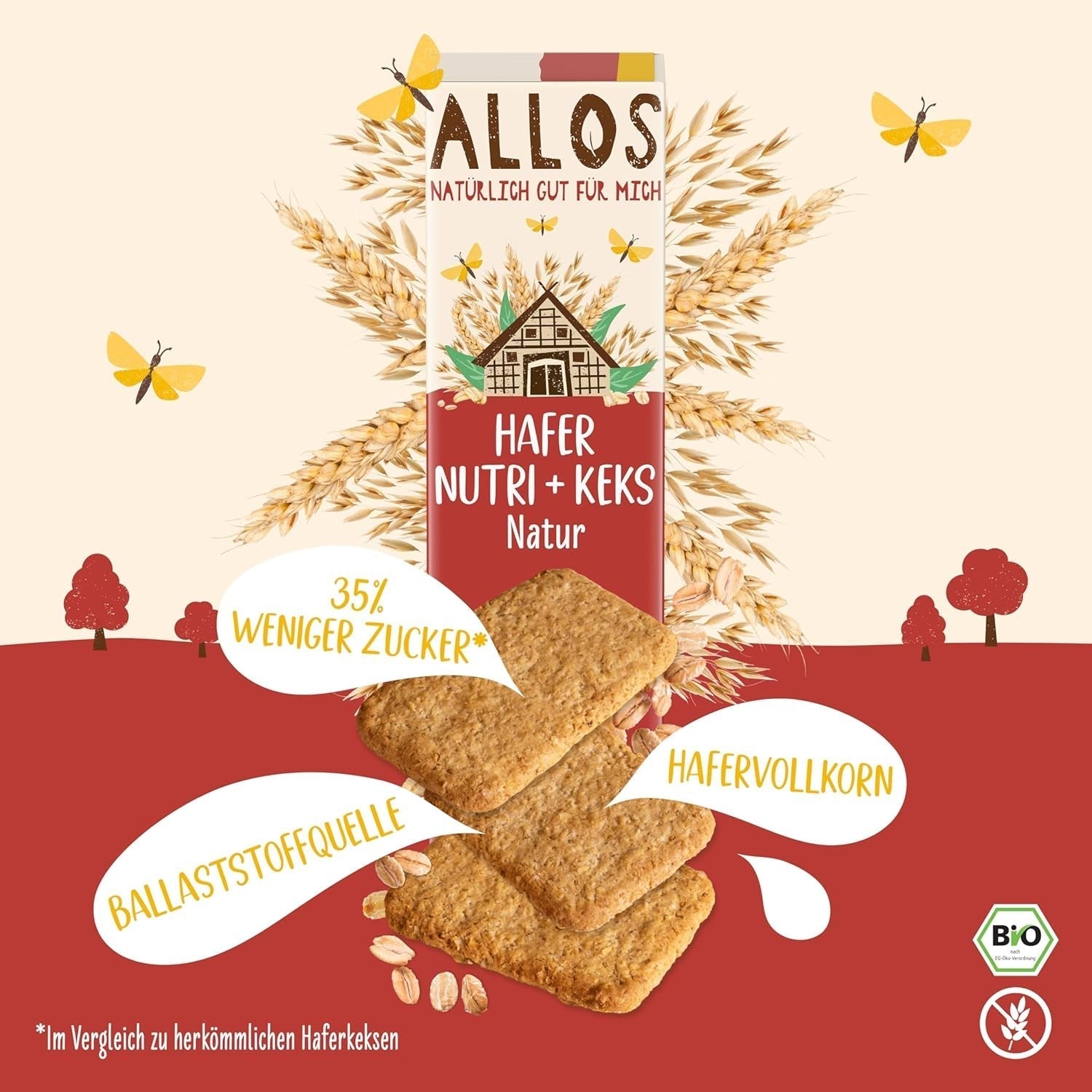 Cracker di avena biologici Allos Nutri | Cracker croccanti di avena integrale | Dolcificare con miele 6 x 130g