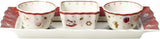 Villeroy & Boch - Toy's Delight Set per sughi, 4 pezzi, Piatto da portata con ciotole, Set di ciotole per sugo di Natale, Decorazione da tavola giocattolo, Vassoio da portata, Ciotole, Stoviglie natalizie, Porcellana Premium