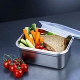 Lurch 240895 Lunch Box Scatola di sicurezza/conservazione in acciaio inossidabile di alta qualità con coperchio in plastica senza BPA Scatole trasparenti per alimenti da 2000 ml Naty Shop
