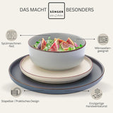 SÄNGER Bombay Moonlight | Set di stoviglie in ceramica da 12 pezzi per 4 persone, 4 piatti piani, 4 piatti da dessert, 4 ciotole, colori assortiti | LA COLLEZIONE DI VALORE