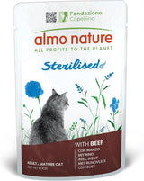 Almo Nature Functional - Sterilized - Alimento umido per gatti adulti e maturi, sterilizzati o meno attivi - con manzo - a basso contenuto di grassi, idratante - 70 g (confezione da 30)