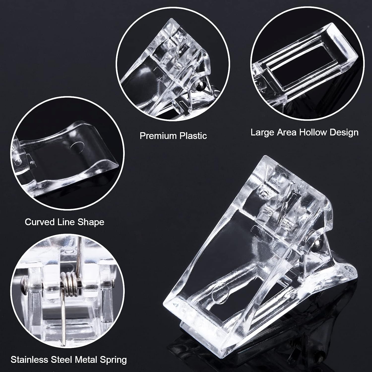 Clip per unghie, clip per manicure, clip per unghie trasparenti, clip in polygel trasparente, estensioni per unghie a costruzione rapida, assistente gel, 10 pezzi