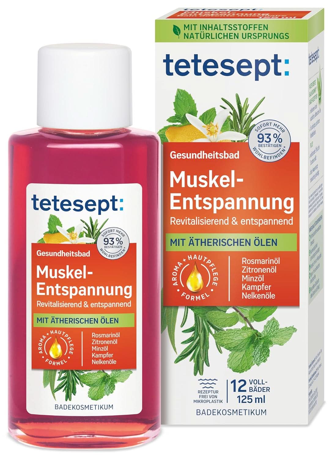 Tetesept Muskel, Additivo per bagno rilassante dopo lo sforzo fisico, 125 ml Doccia e bagno Naty Shop 125 ml Bagno rilassante muscolare
