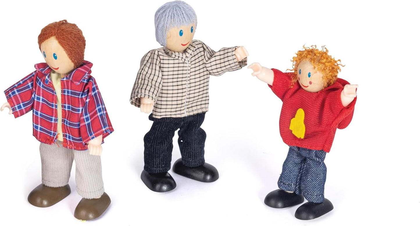 Set casa delle bambole pluripremiato della famiglia di bambole Hape, accessori unici per casa delle bambole in legno, gioco fantasioso, 6 membri della famiglia di bambole, dai 3 anni in su