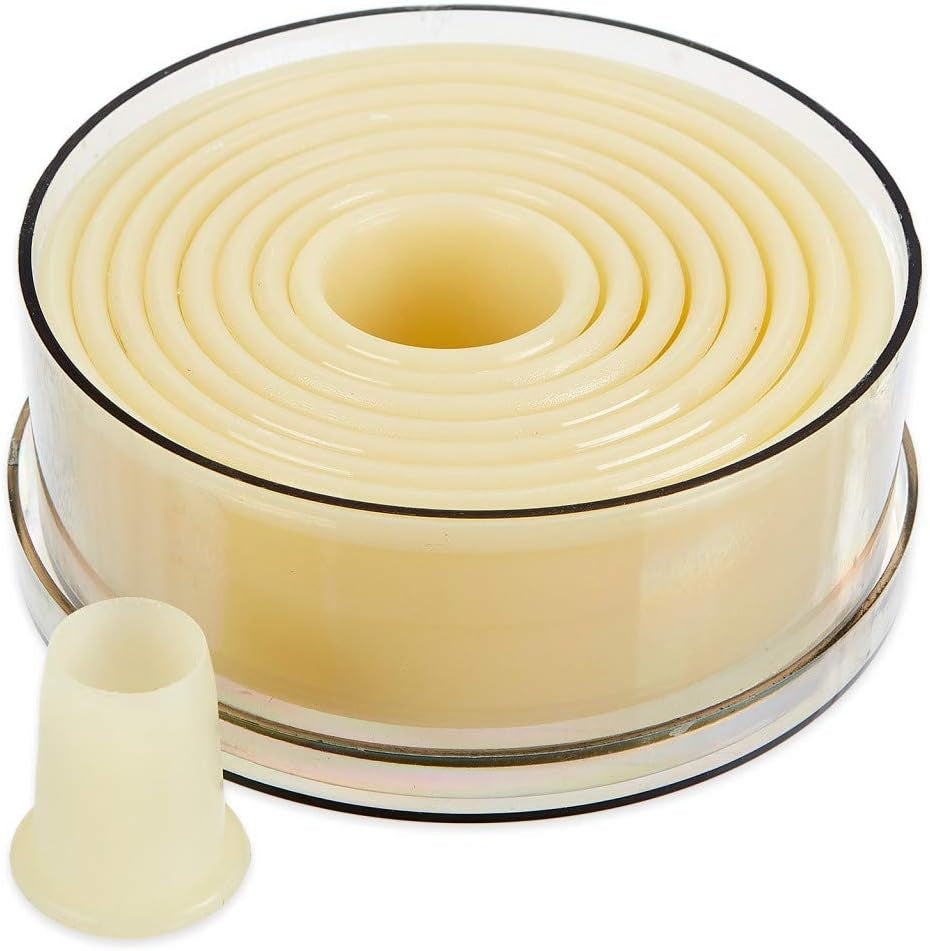 Set di stampi per biscotti Thermohauser (nylon), rotondo e liscio, bianco, diametro 2,0-10,0 cm, 9 pezzi, plastica