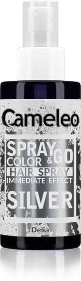 Cameleo - Spray & Go - tinta spray per capelli - viola - per capelli biondi, biondo platino e grigi - basta spruzzare e via - semipermanente - risultato immediato - tinta spray carnevale - 150 ml Naty Shop tinta capelli argento 150 Ml (1 confezione)