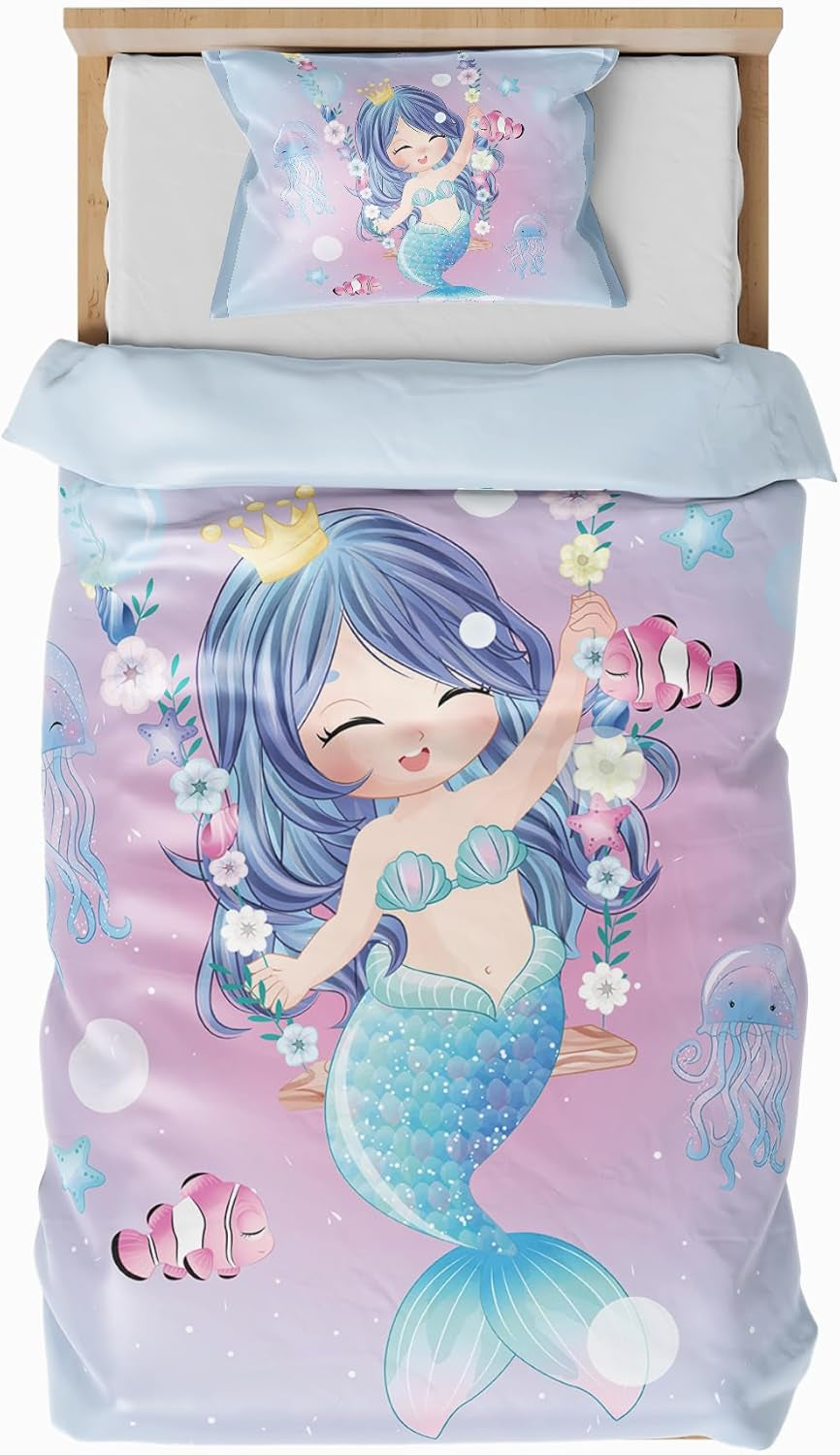Biancheria letto per bambini varie misure e vari personaggi animati Biancheria letto - bambini Naty Shop Sirena (modello 1) 100X135Cm+40X60Cm