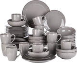Set di stoviglie Vancasso per 12 persone Set di stoviglie in gres Navia Set combinato da 48 pezzi con piatti Piatti da insalata Ciotole e tazze Look vintage Design naturale