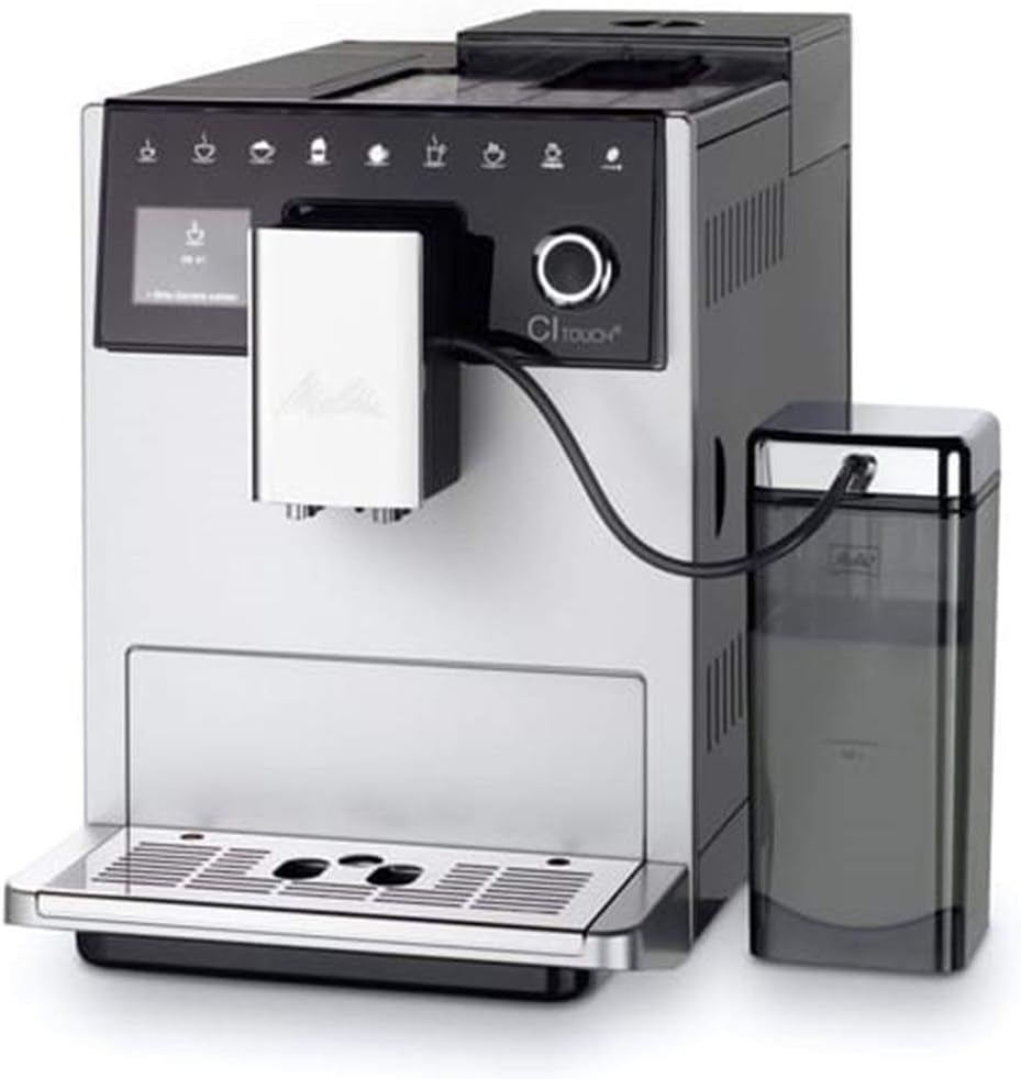 Melitta CI Touch - Macchina per caffè espresso completamente automatica con sistema per il latte, macchina per caffè espresso con macinacaffè integrato e cappuccinatore, ad es. per espresso o cappuccino, argento