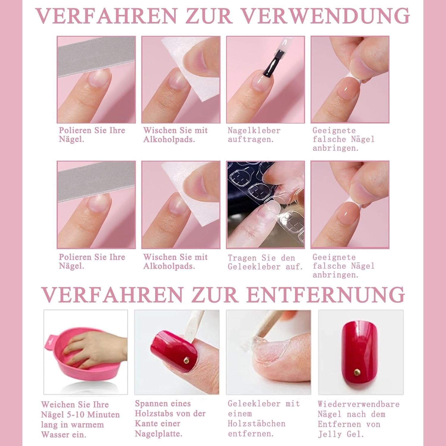 Set di 360 unghie finte ballerina sfumata, unghie artificiali incollate con sfumatura rosa bianca con 2 penne a olio per unghie, unghie finte medie sfumate per donne fai da te