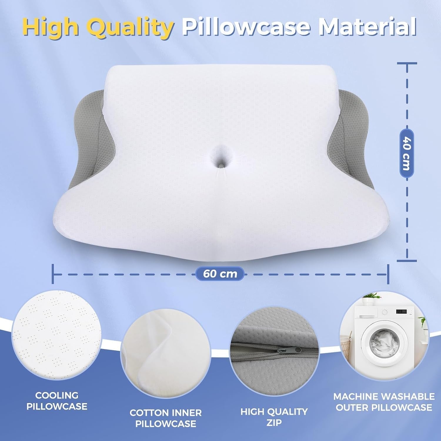 SAHEYER Cuscino per il collo 2 in 1 Cuscino ergonomico per il supporto del collo e cuscino per il collo Cuscino ortopedico per chi dorme sul fianco Cuscino in memory foam per chi dorme sul fianco Schiena e stomaco Cuscini cervicali ortopedici Naty Shop