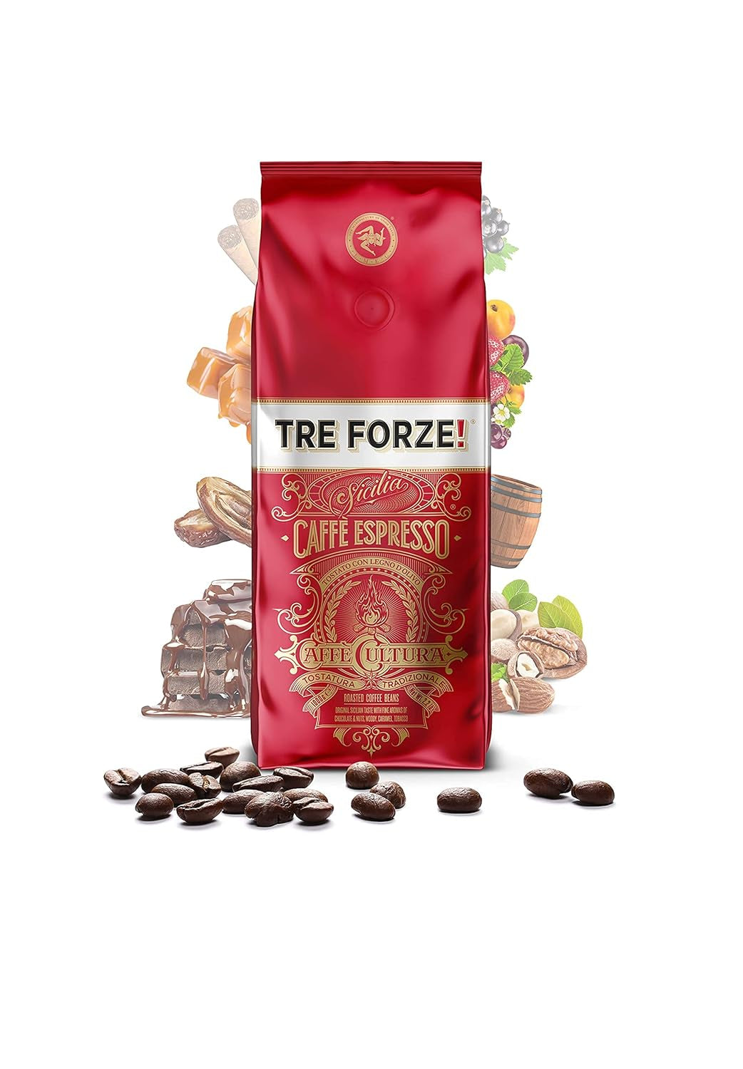 Espresso Caffè - 1kg Espresso in grani Traditional Röstung über Olivenholzfeuer In Handarbeit - Premium Kaffeebohnen für Vollautomat und Siebträger
