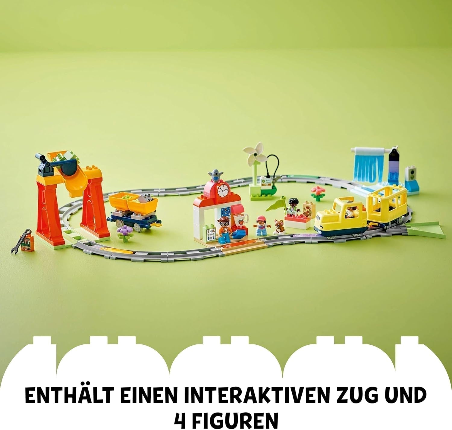 LEGO DUPLO Town Ferrovia interattiva grande, Giocattolo da costruzione per bambini dai 3 anni, Locomotiva Push & Go con luci e suoni, Parti di binari, Giocattolo educativo per bambini in età prescolare 10428 Set da costruzione Beuche den LEGO-Store