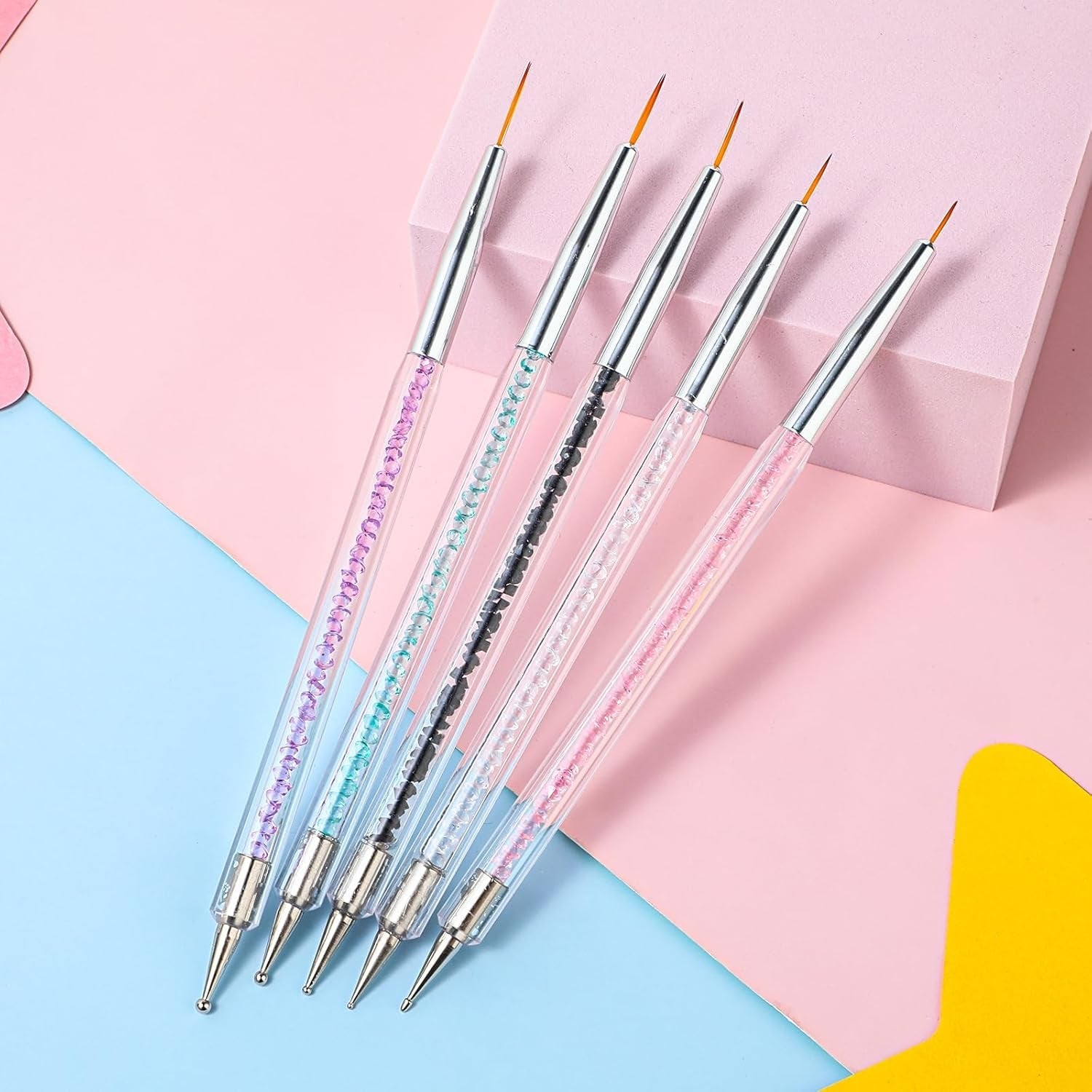 5 pezzi Set di pinsel per nail art Strumento per punteggiare Pinsel per nail art Nageldesign Penna per punteggiatura a doppia estremità Strass Acrilico professionale Feinmalerei Nail Art Design