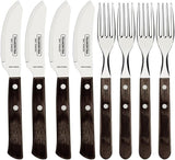 Tramontina PIZZA Besteck, Set da 8 pezzi, per 4 persone, Rostfreier Edelstahl, Fsc-Zertifizierte Holzgriffe, Spülmaschinenfest Kitchen Naty Shop