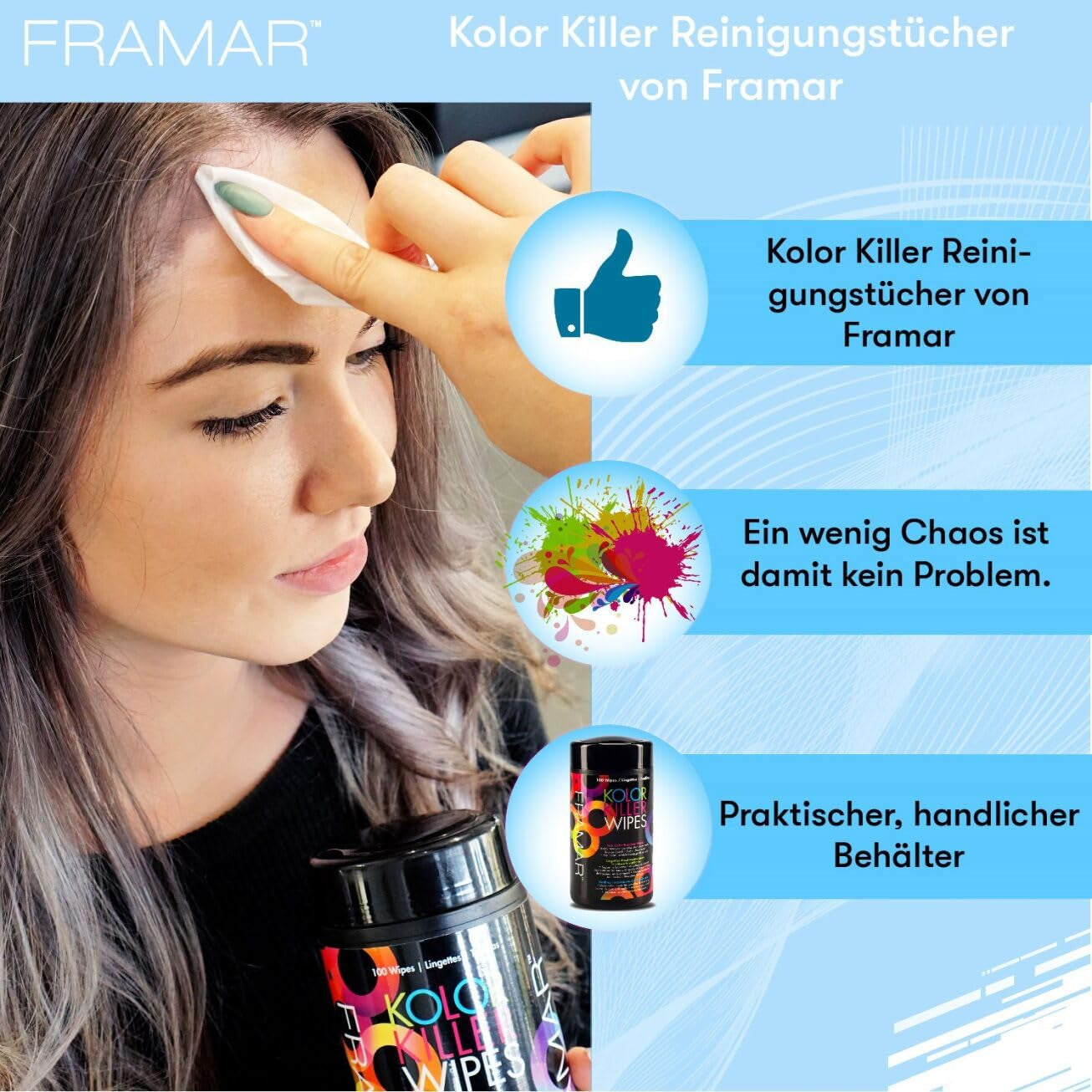 FRAMAR Struccante per capelli tinti - Struccante per capelli tinti, Struccante per capelli tinti, Struccante per capelli tinti, Accessori per tinture per capelli, Struccante per capelli tinti, Struccante per capelli tinti - 100 salviette Tinture per capelli Naty Shop