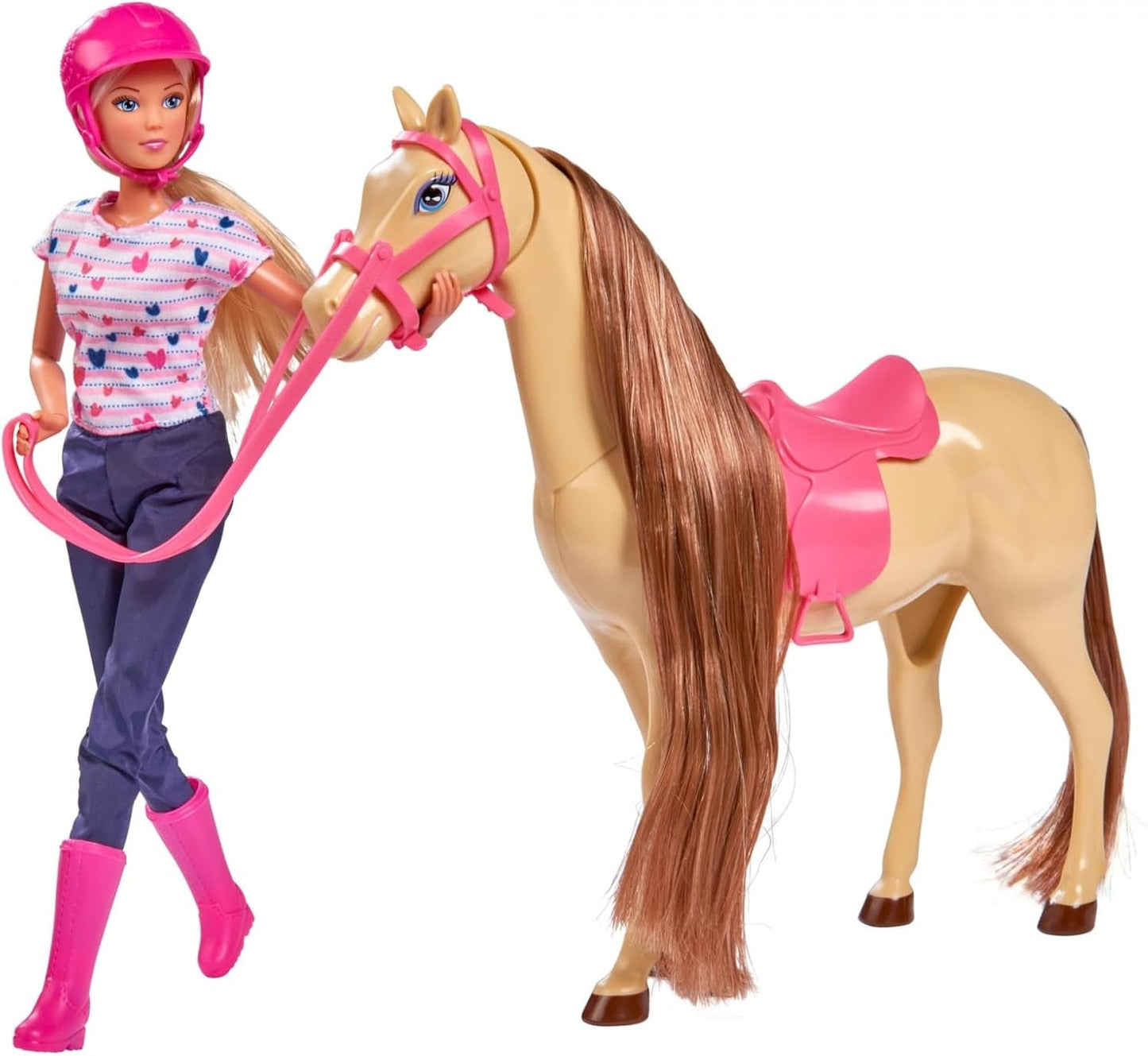 Simba 105730939 - Steffi Love Riding Tour, In costume da equitazione, Con 2 cavalli, Bambola completamente articolata, Bambola da vestire, 29 cm, Per bambini dai 3 anni in su Dolls Naty Shop Are