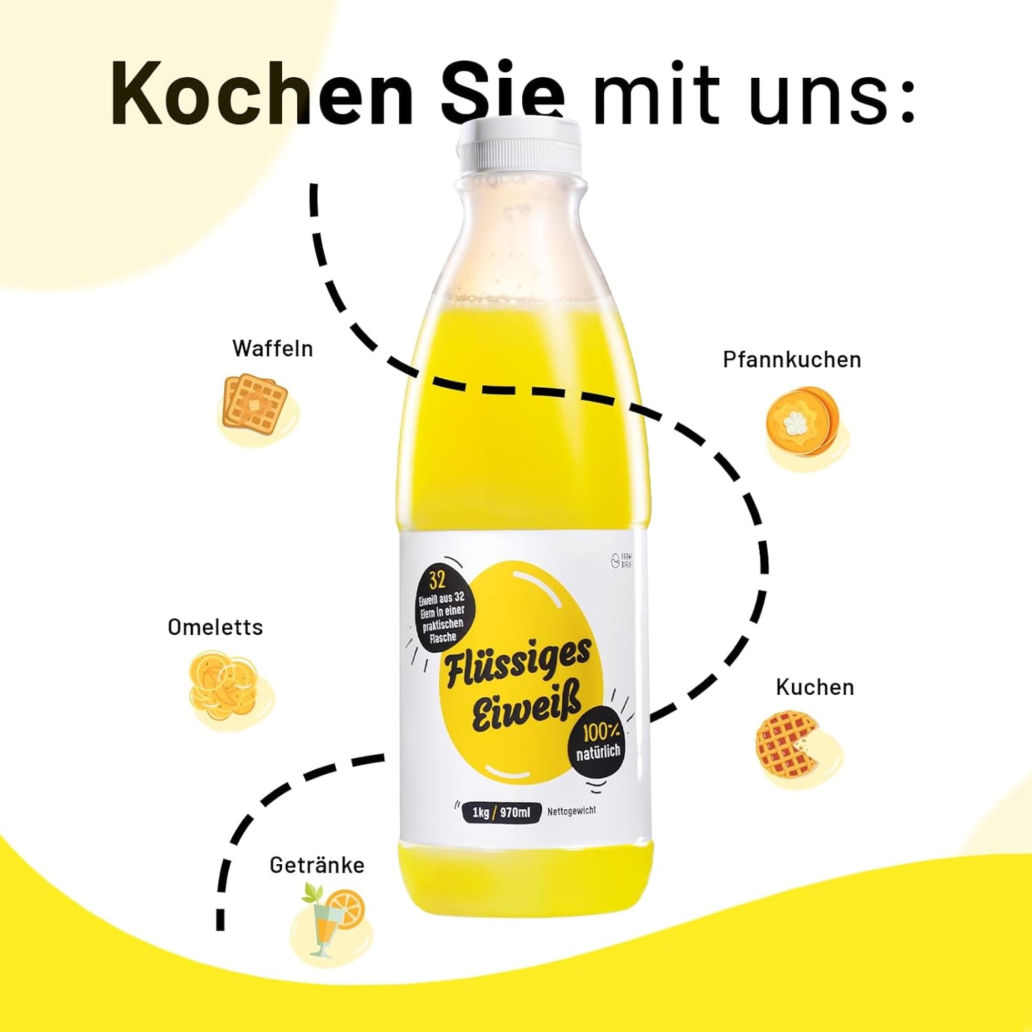 Marca di albume d'uovo liquido - 6x1kg Proteine naturali al 100%.