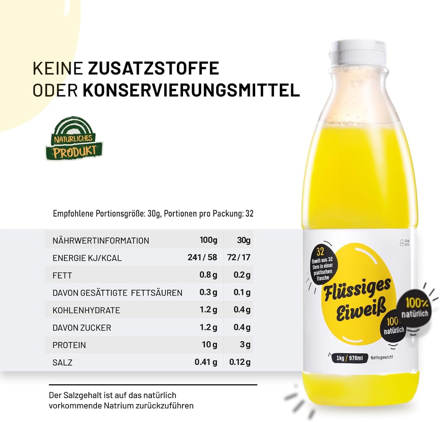Marca di albume d'uovo liquido - 6x1kg Proteine naturali al 100%.