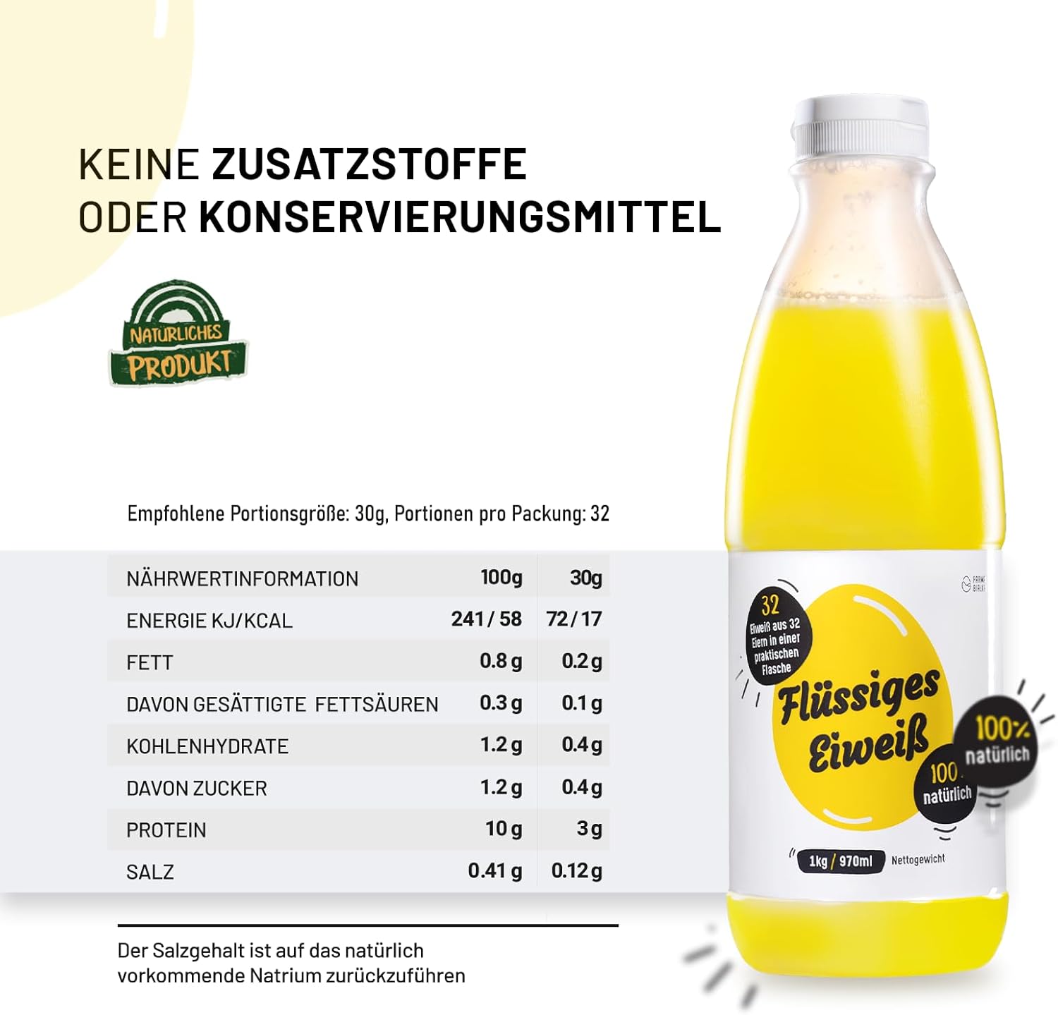 Marca di albume d'uovo liquido - 6x1kg Proteine naturali al 100%.