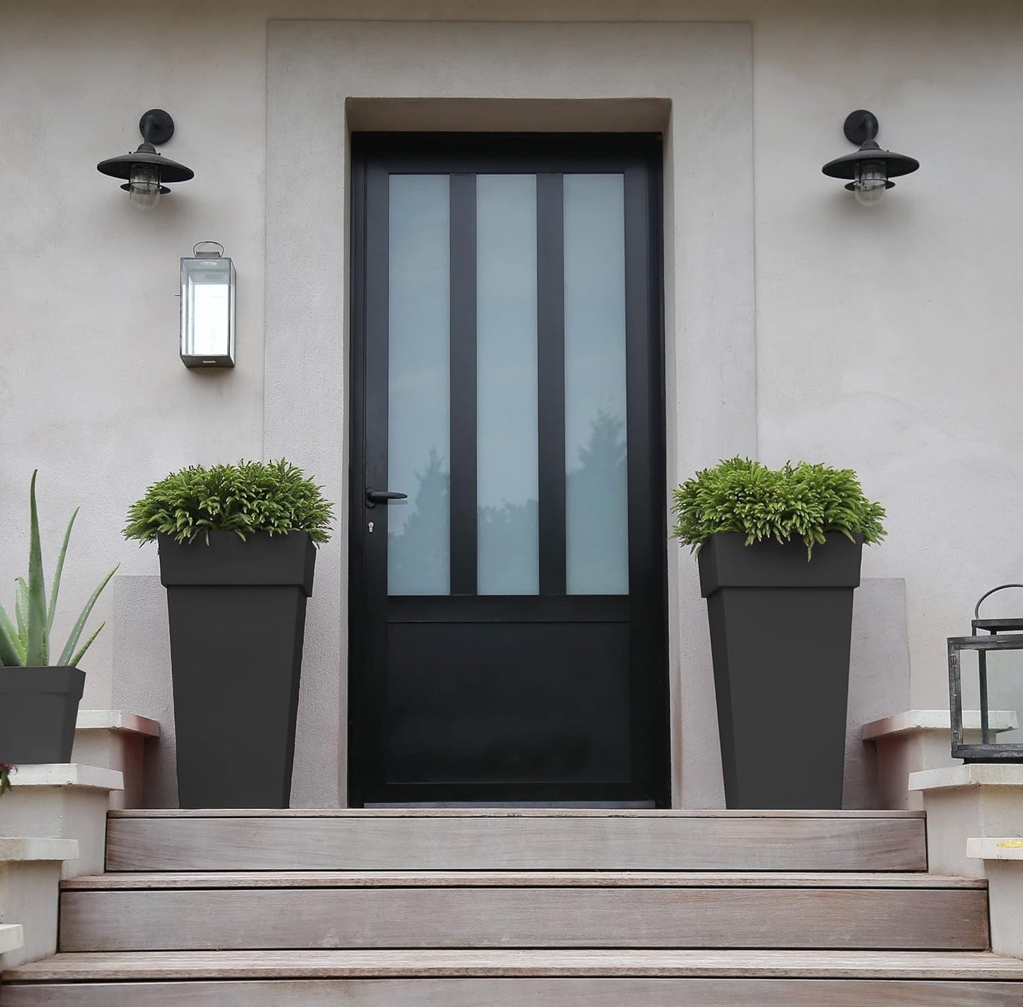 Plastiques 13635 G.ANT SX3 Vasi da fiori in polipropilene Tuscany, 39 x 39 x 65 cm, grigio
