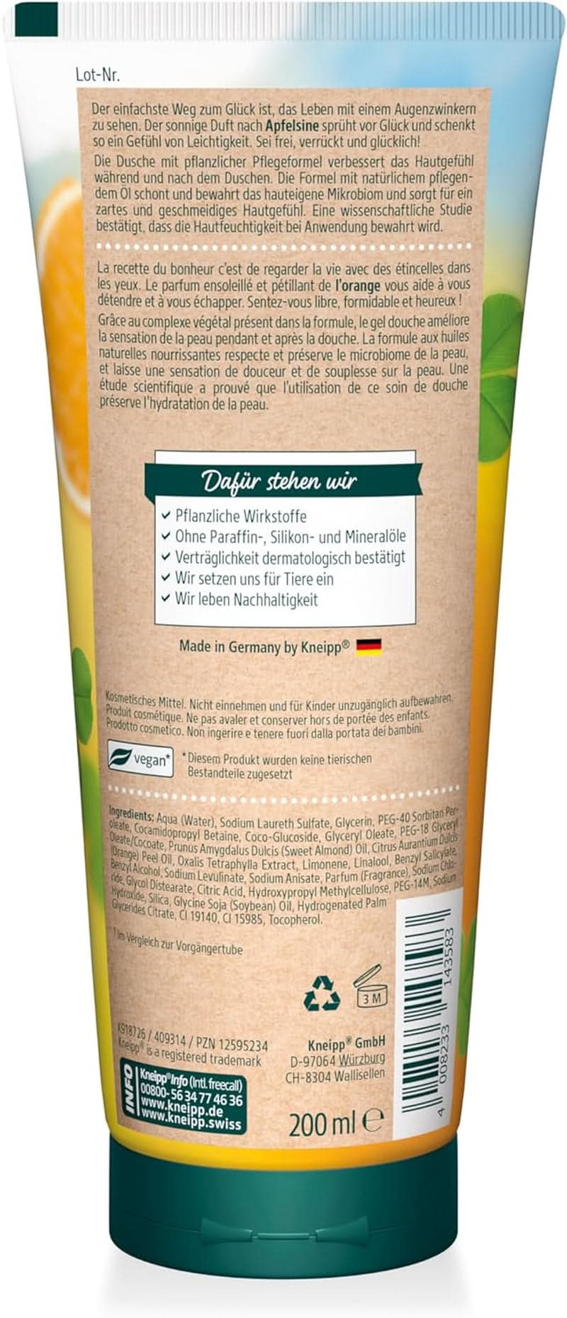 Aroma Kneipp, Gel doccia, Crema idratante, Doccia e bagno 200 ml Naty Shop