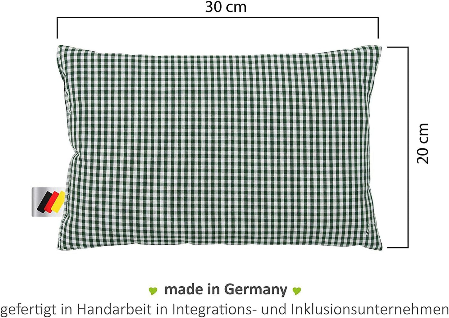 Gözze - Cuscino Profumato Alle Erbe, Imbottitura Miscela Di Erbe 200G, Fodera In Cotone 100%, 30 X 20 Cm - Plaid Verde Naty Shop Cuscini Standard