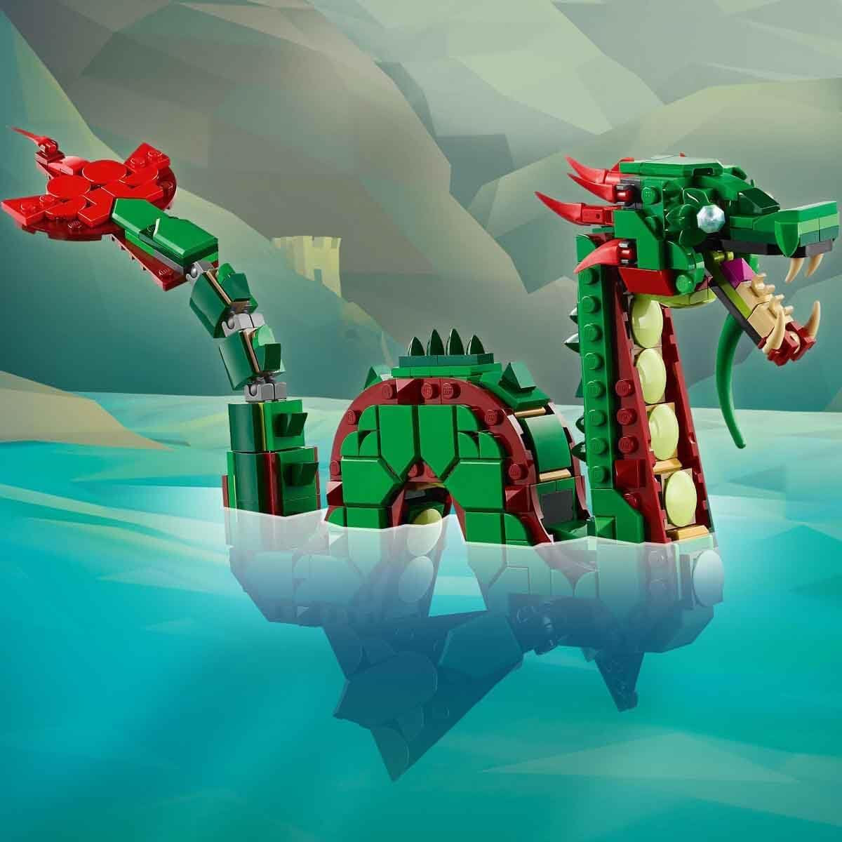 LEGO Creator 3In1 Drago Verde - Giocattolo - Si trasforma in serpente marino o fenice - Giocattolo da costruzione per animali per bambini - Regalo per ragazzi e ragazze a partire da 9 anni 31161 Set da costruzione Besuche den LEGO-Store