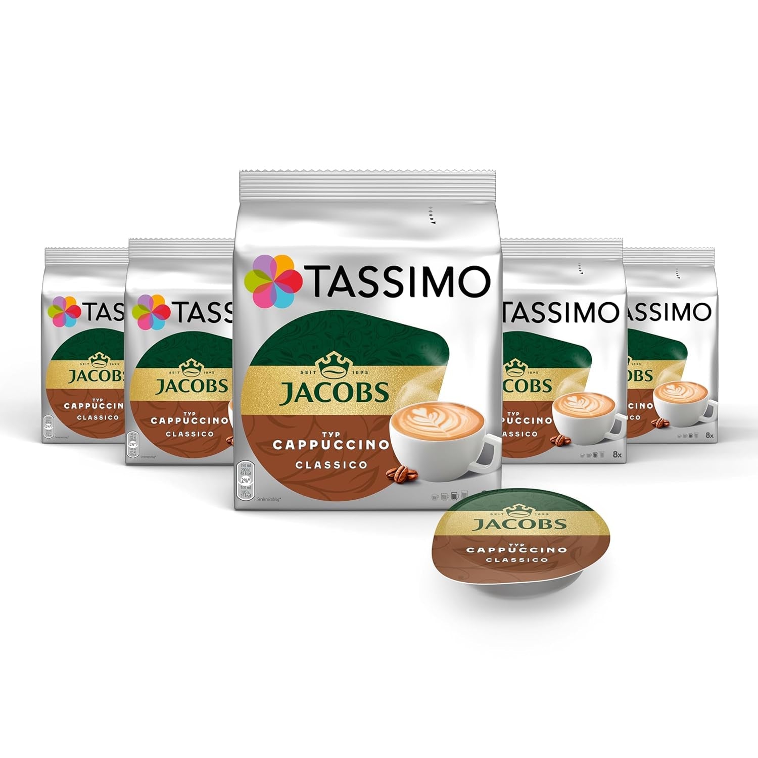 Tassimo Kapseln Jacobs Cappuccino Classico, 5 x 8 cialde, 40 Kaffeekapseln