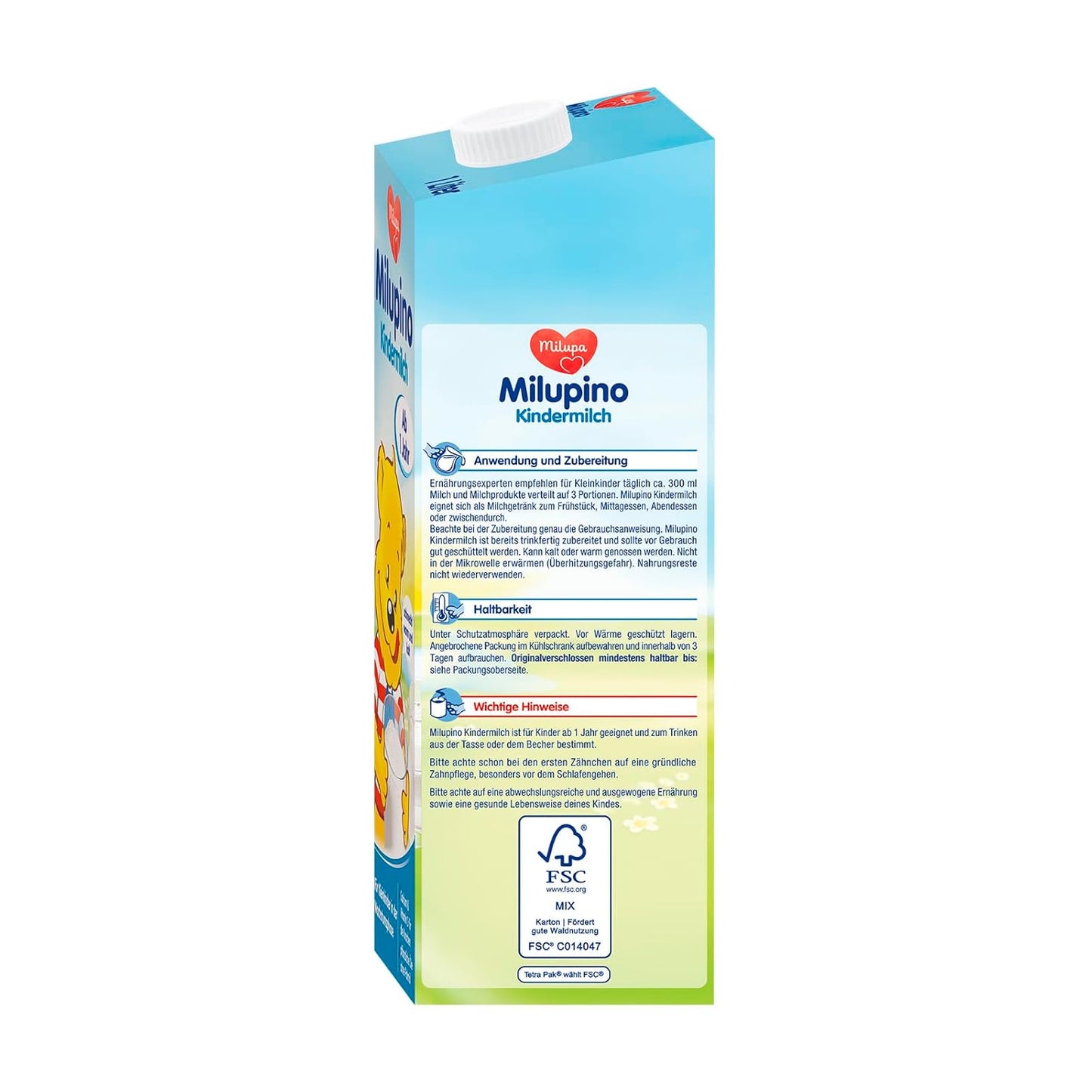 Latte Milupino pronto da bere (6X1L), da 1 anno, per bambini piccoli in fase di crescita Naty Shop