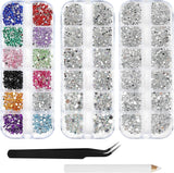 Harz Strasssteine ​​​​4200 pezzi strass Kristalle 1Mm-5Mm Gemischte Kinder Bastelsachen Kit con strass con picking Pinzette e Stift Für DIY Nägel Kleidung Kunsthandwerk Gemischt Becher Party (A)