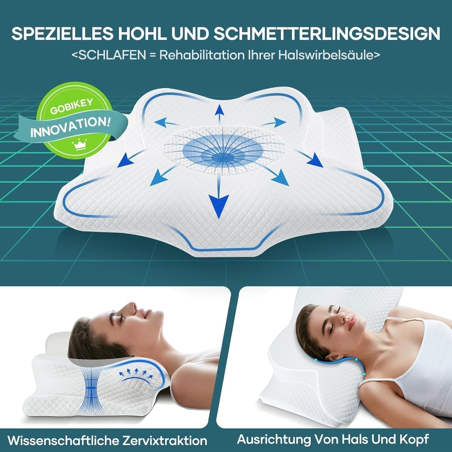 Cuscino per il collo Cuscino per la testa Cuscino ortopedico Cuscino in memory foam Cuscino per la testa ergonomico Cuscino di supporto per il collo Cuscino antiurto laterale per chi dorme sul fianco, sulla schiena e sullo stomaco Cuscini ortopedici cervicali bianchi Naty Shop