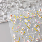 JMEOWIO 3D Nagelsticker Blume Nail Art Sticker Self-klebend Nagelaufkleber 5D Stereoscopico Frühling Sommer Floral Dekoration Nageldesign Zubehör 4 Blatt