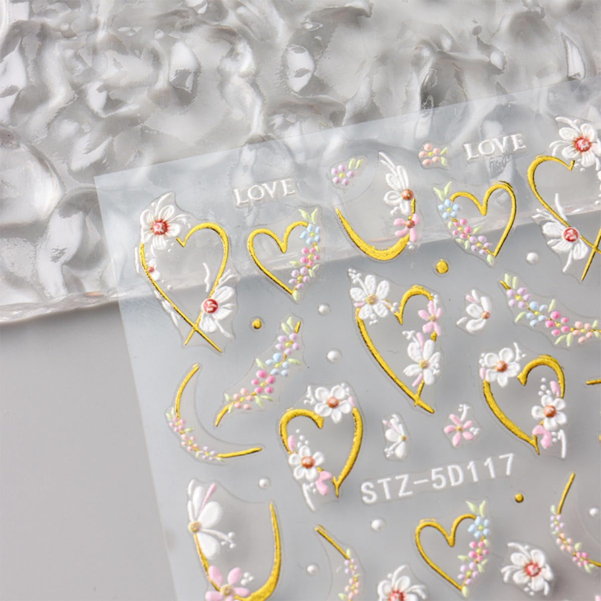 JMEOWIO 3D Nagelsticker Blume Nail Art Sticker Self-klebend Nagelaufkleber 5D Stereoscopico Frühling Sommer Floral Dekoration Nageldesign Zubehör 4 Blatt
