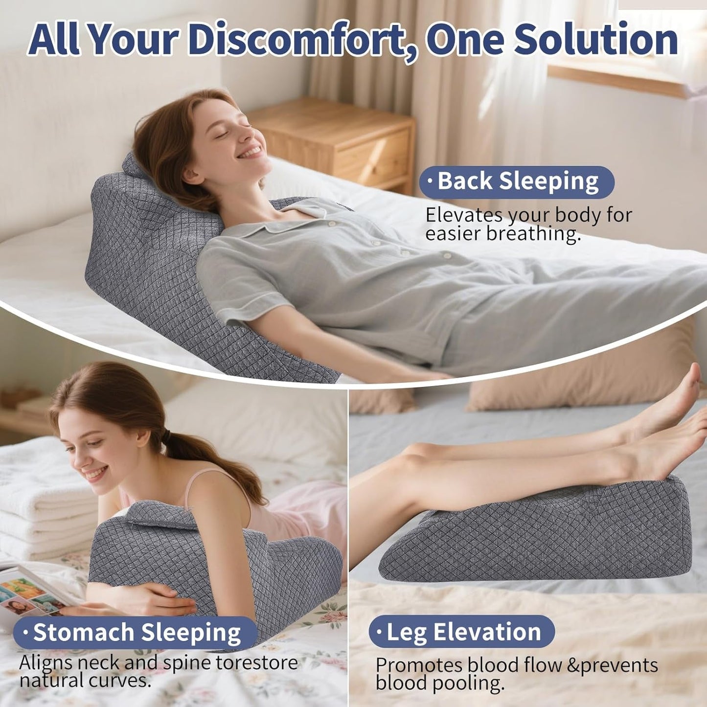 Cuscino da lettura - Cuscino per la schiena, poggiatesta regolabile, cuscino da lettura in memory foam per letto, cuscino ergonomico per collo e gambe, cuscino di supporto lombare