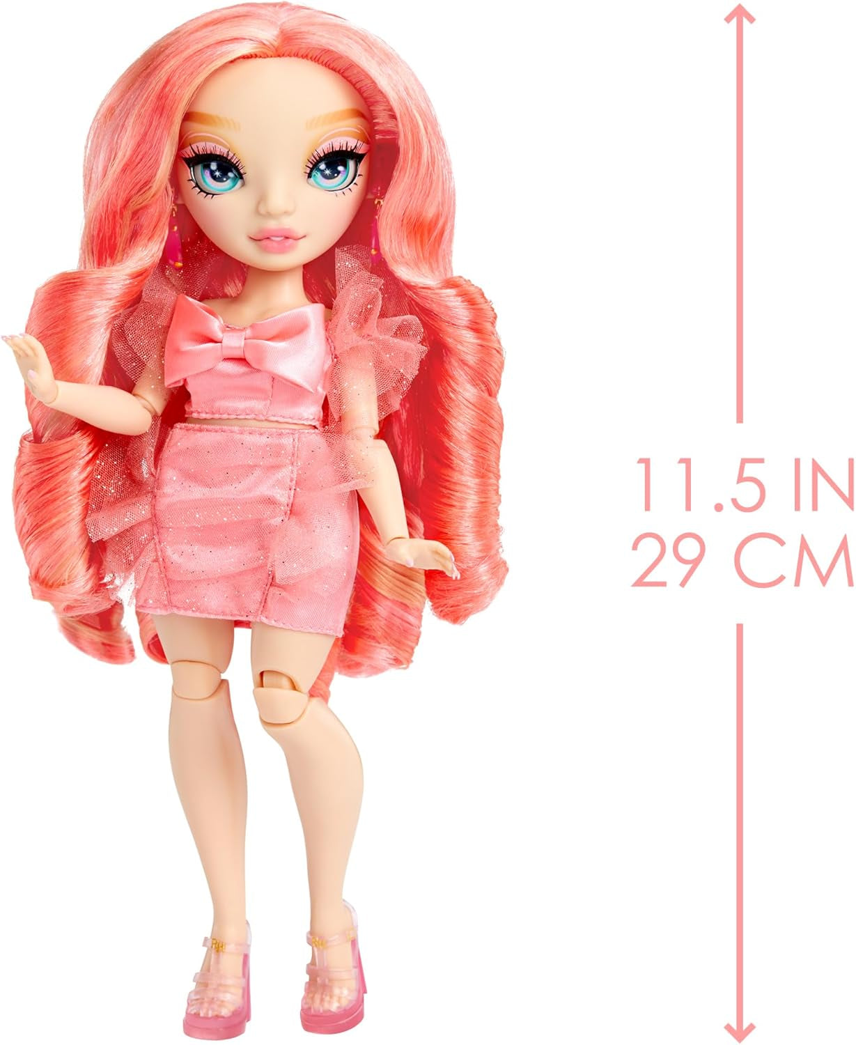Bambola di Alta Moda Arcobaleno - Pinkly Paige - Bambola alla moda rosa con abito alla moda - con occhiali e oltre 10 accessori di gioco colorati - Ideale per bambini di 4-12 anni e collezionisti
