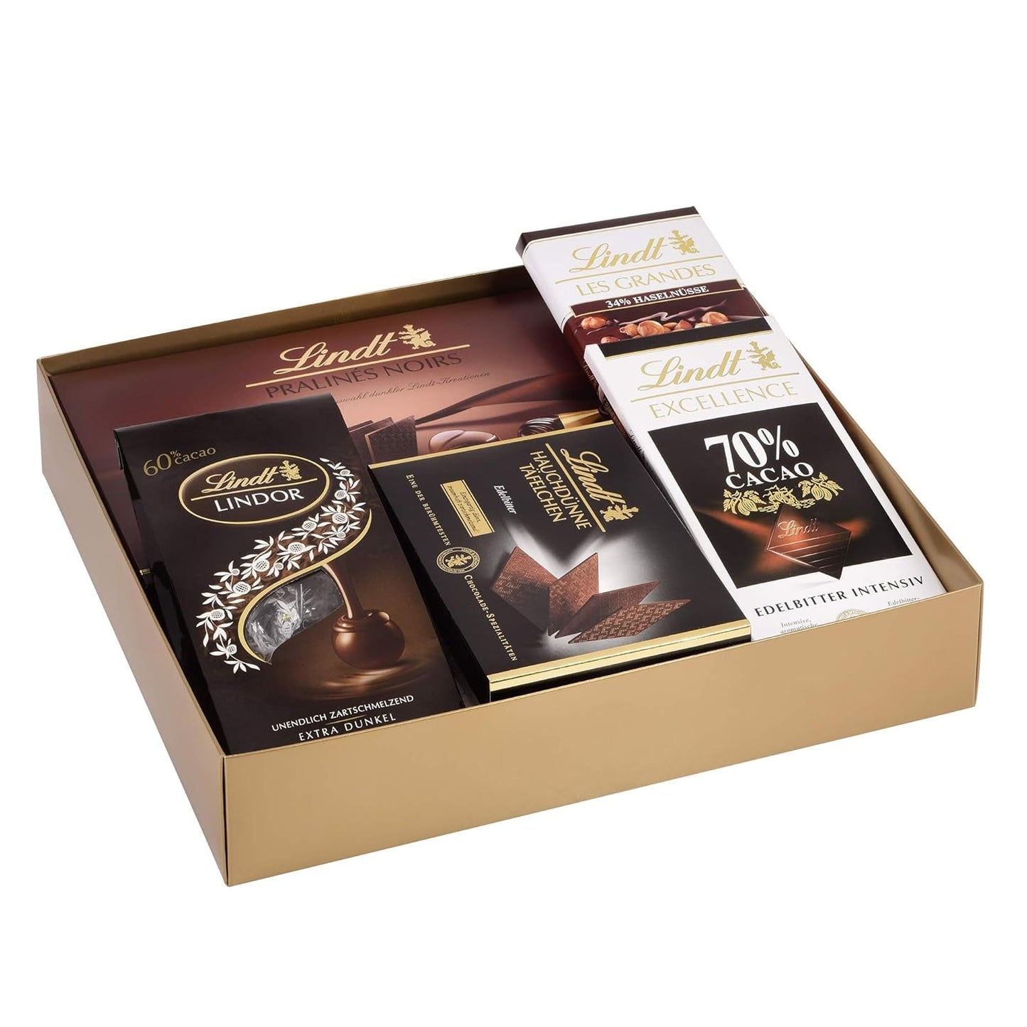 Set cioccolato fondente Lindt | 847 g | Set 6 specialità di cioccolato fondente Lindt (tavolette, LINDOR, praline) dal semidolce all'extra fondente | Pacchetto sfuso | Regalo di cioccolato