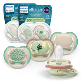 Succhietti Philips AVENT ultra air - confezione da 4 succhietti traspiranti senza BPA per bambini 6-18 mesi, inclusa custodia per il trasporto e sterilizzazione, modello tartaruga/balena (modello SCF085/66)
