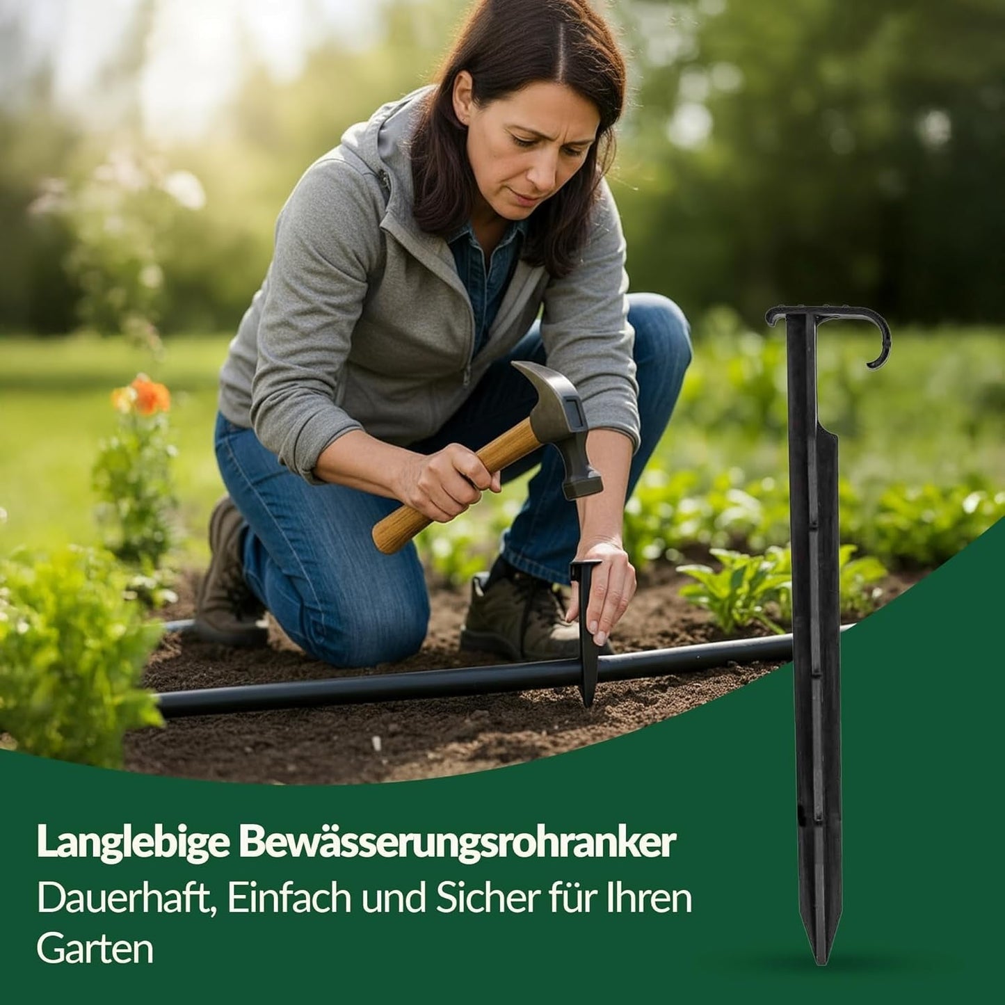 GARDENIX AquaPIN Ancoraggio per Tubo da Giardino, 50 Pezzi, Picchetto da Terra, Ancoraggio di Fissaggio per Tubo Gocciolante, Tubo di Irrigazione, Forcella di Collegamento