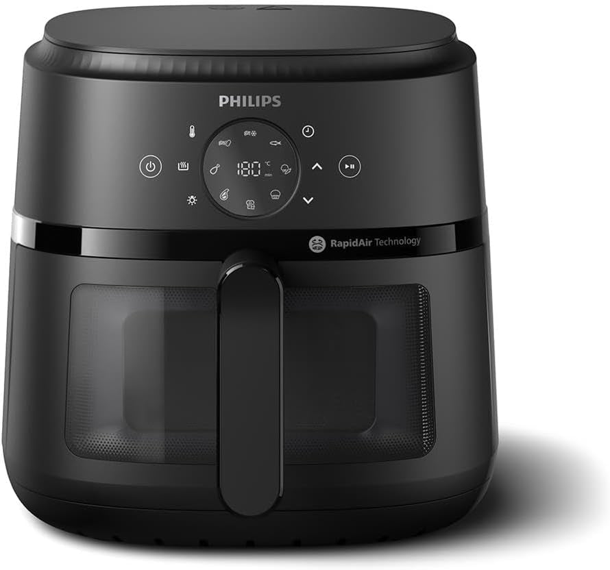 Philips Airfryer serie 2000 4.2L - Touch screen digitale, 13 opzioni di cottura, 9 funzioni preimpostate, Fino al 90% di grassi in meno con tecnologia Rapidair, potenza 1500W Elettrodomestici Naty Shop 6.2L - Sichtfenster