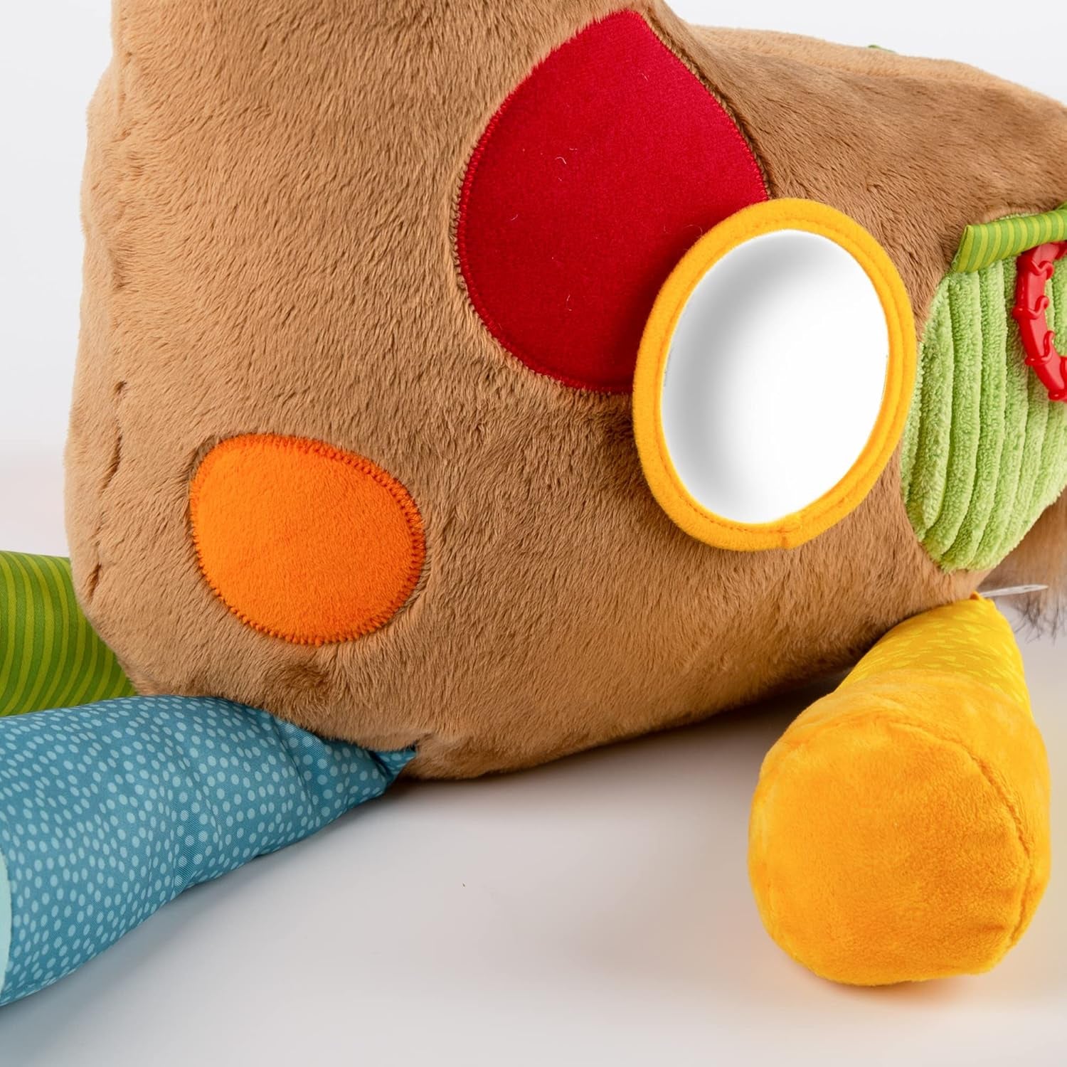 SIGIKID 42863 Giraffa XXL Giocattolo per bebè, Giocattolo educativo PlayQ, Peluche con anello da dentizione, Sonaglio, Specchio, Cigolio, per neonati e bambini a partire da 3 mesi, Multicolore/Giraffa 72 cm Giocattoli Bebe Naty Shop